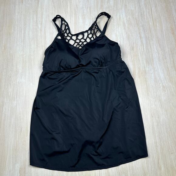 Swimsuits for All Black Beaded Macrame Swim Dress One Piece Summer Modest 22 - Picture 1 of 14